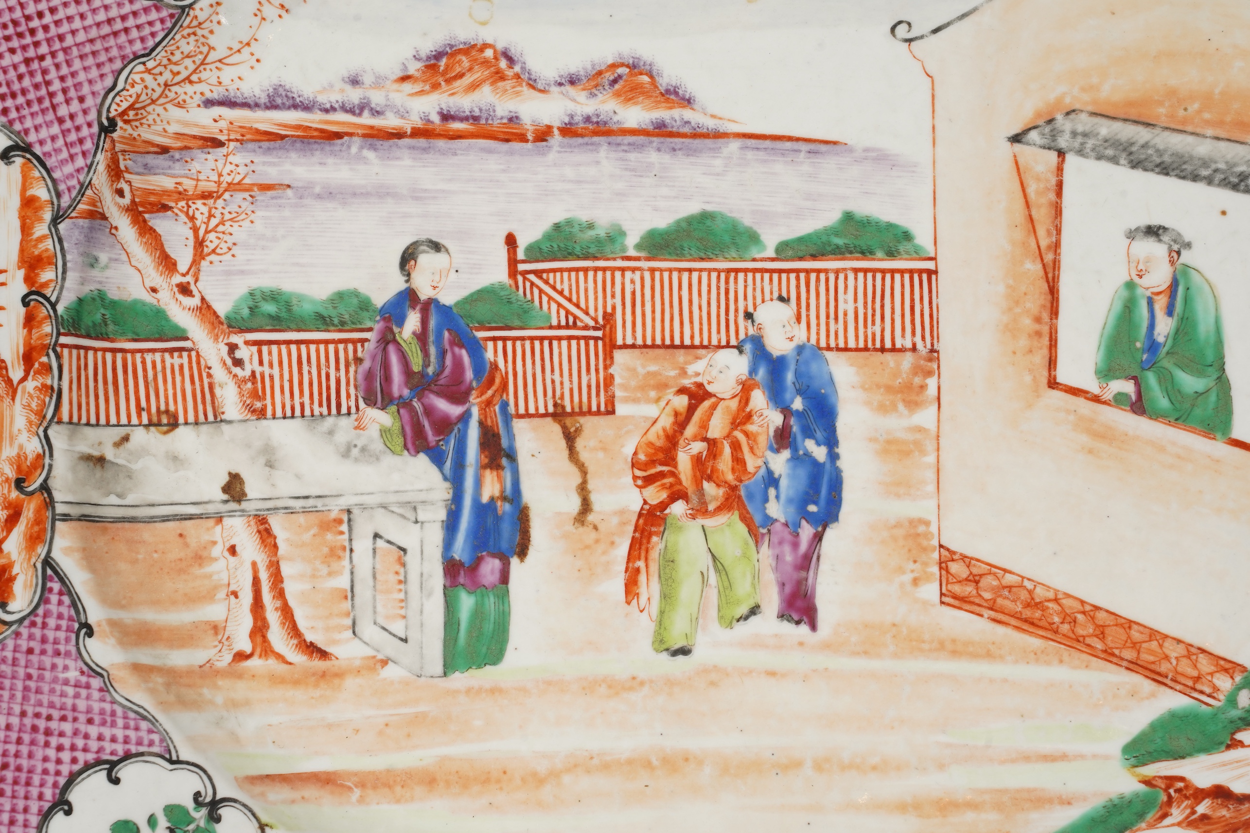 Three Chinese famille rose ‘mandarin’ serving dishes, Qianlong period